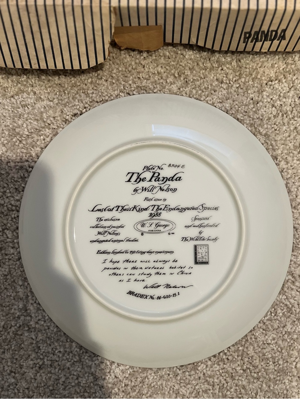 1988 W.S. George The Panda Plate with Box & COA - Picture 4 of 4